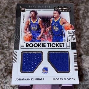 2021-22 CONTENDERS Rookie Dual Swatches Jonathan Kuminga Moses Moody Warriors